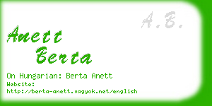 anett berta business card